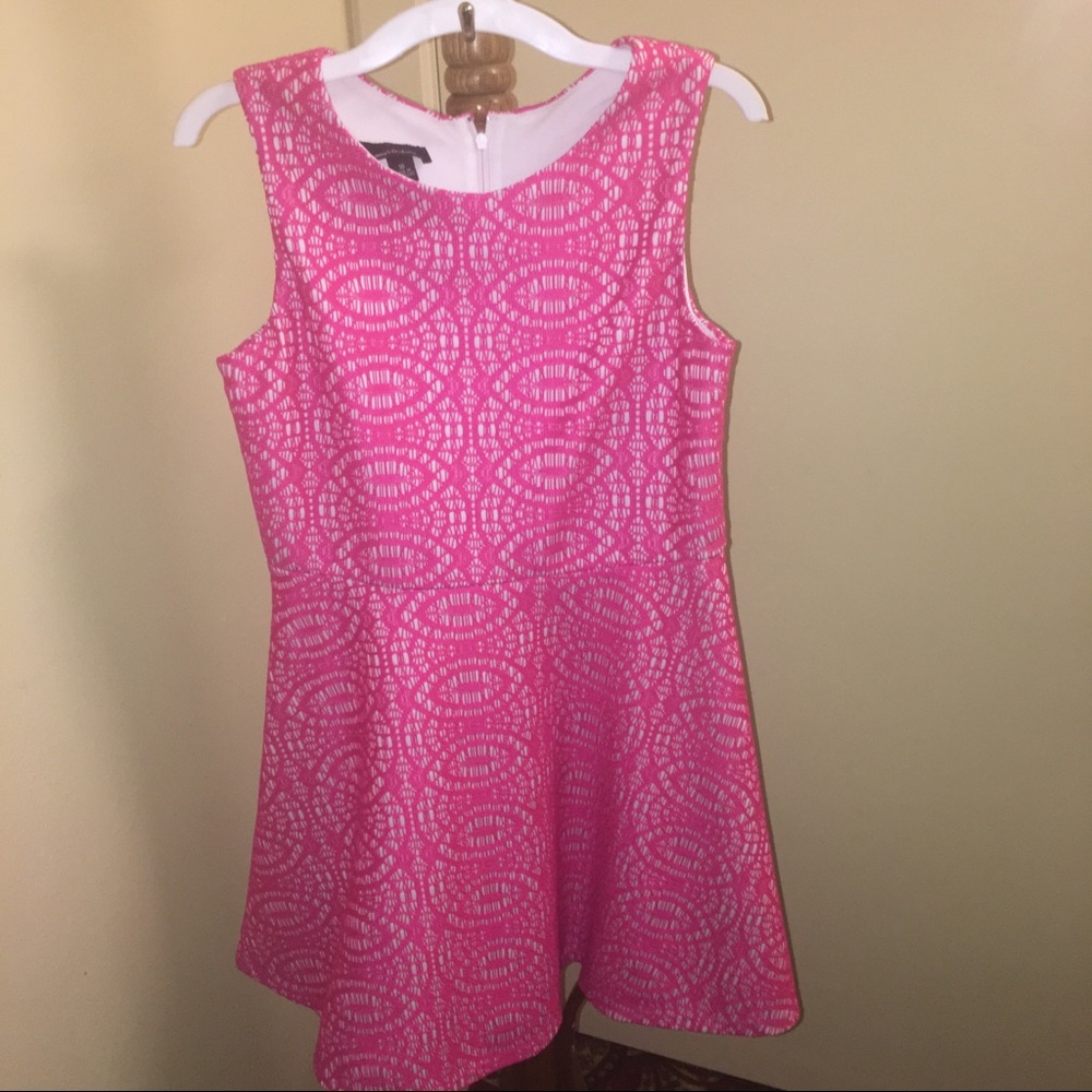Pink non- see through lace dress